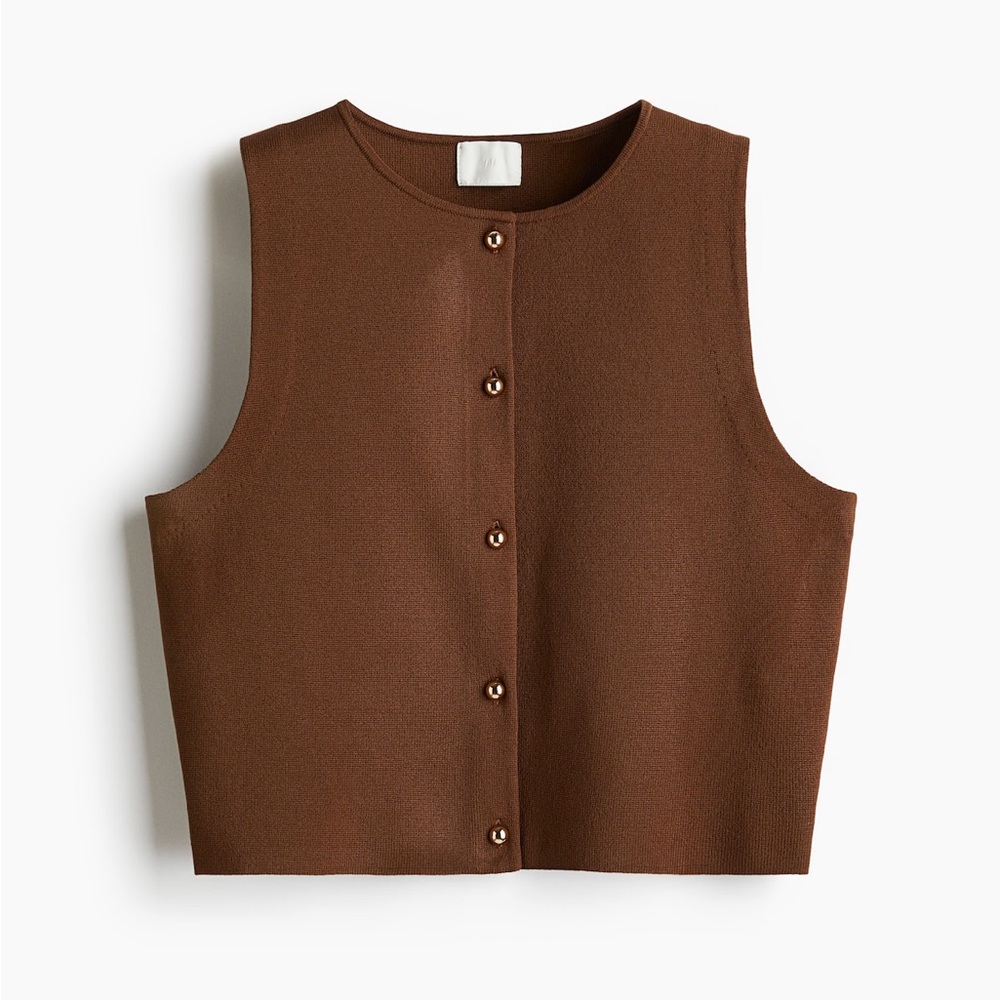 H&M Knit Button Down Sweater Vest Cropped